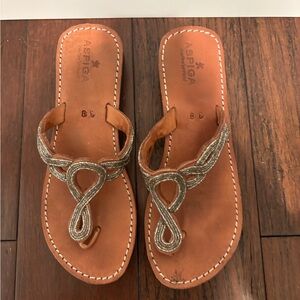 Aspiga Tan Beaded Women's Sandals Size 39